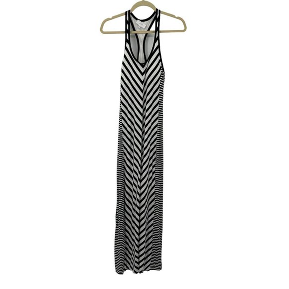 SOMA Weekend Black White Stripe Sz S Soft Jersey Maxi Dress Shelf Bra Racerback - Picture 3 of 14